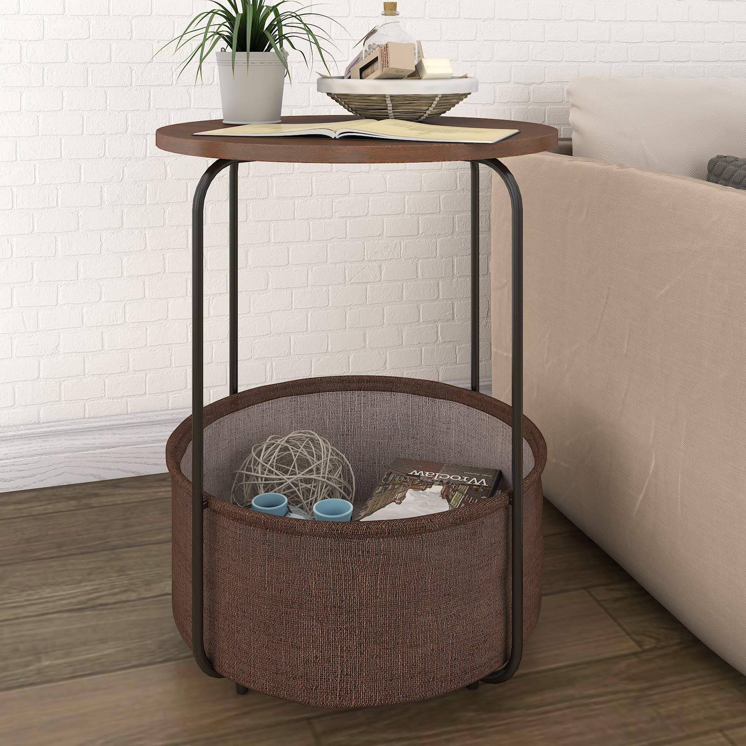 bedside table with basket Garden Power Tools