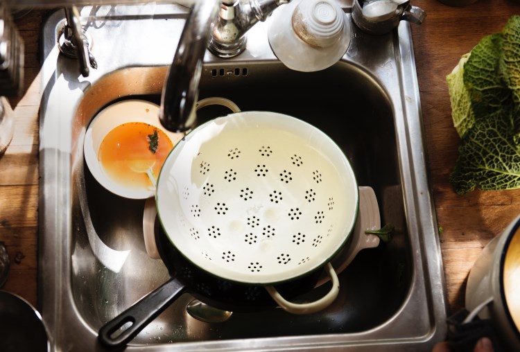 Dirty Dishes in Kitchen Sink