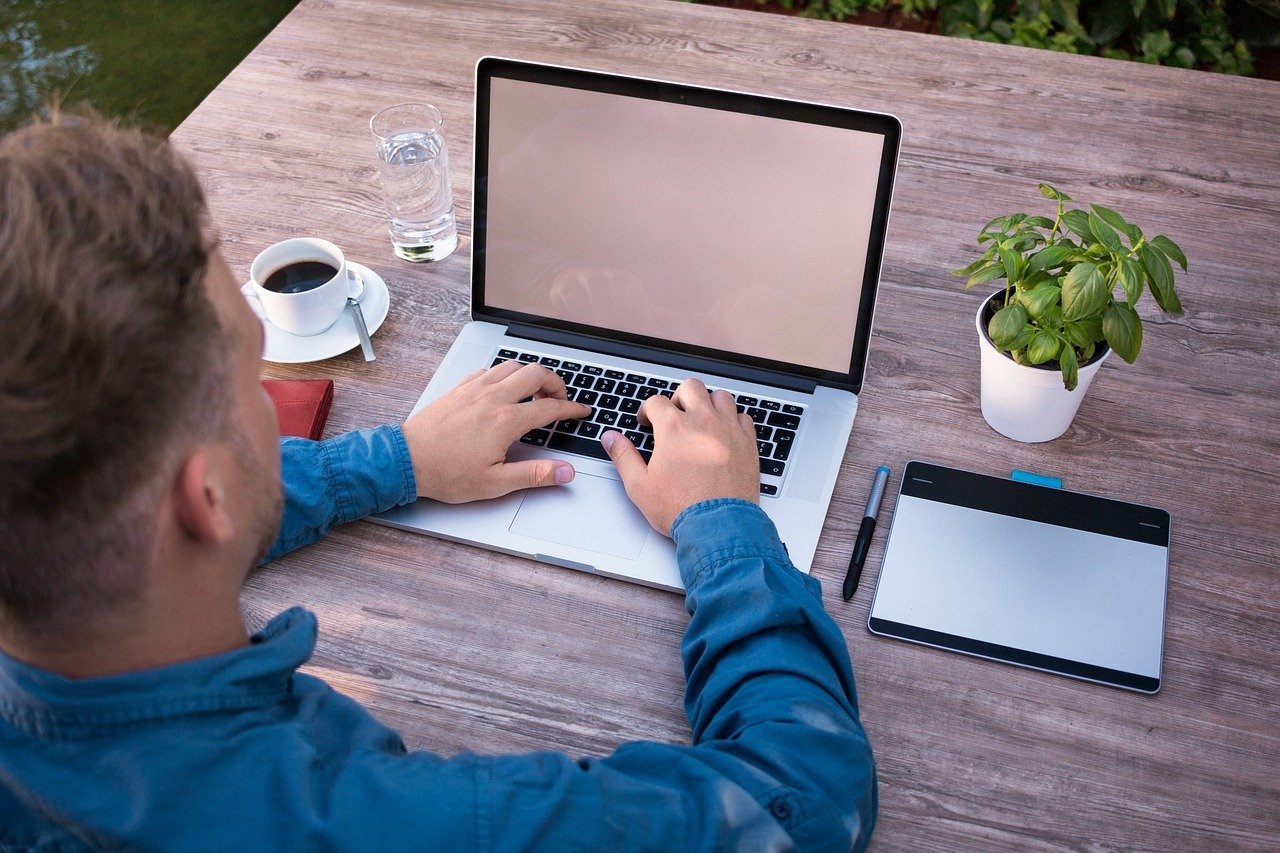 Business Man Working in Garden